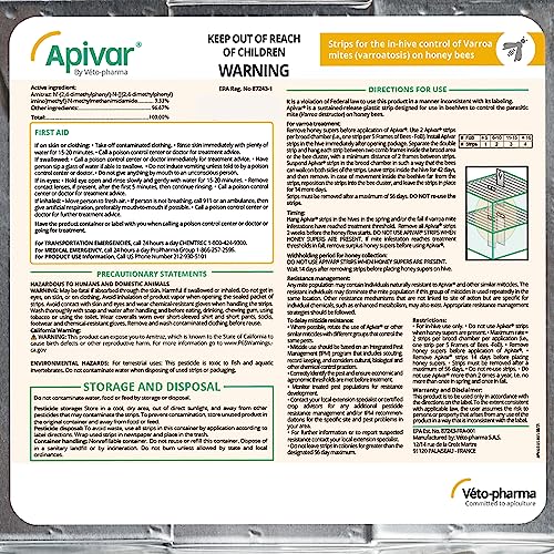 Apivar Varroa Mite Treatment Strips-Supplies-4 Pack-Foxhound Bee Company