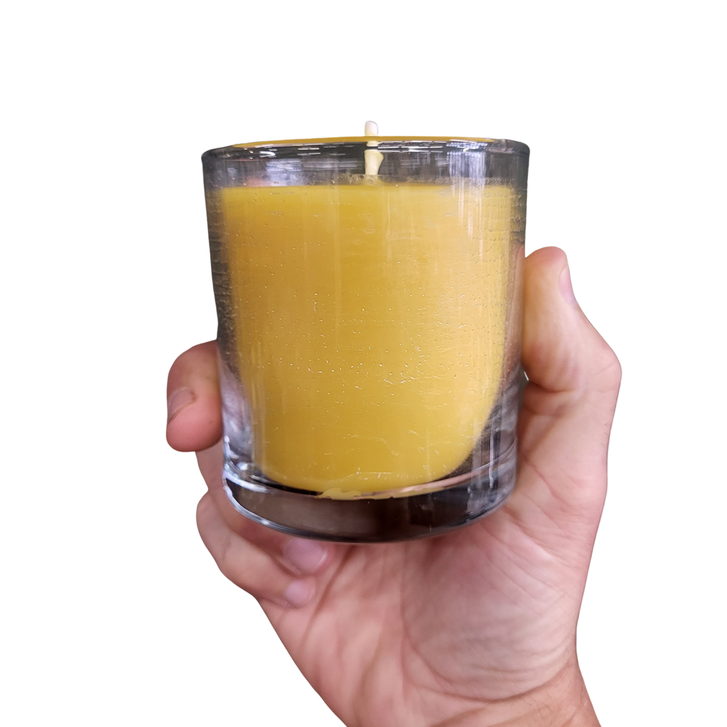 Old Fashioned Glass Candle--Foxhound Bee Company
