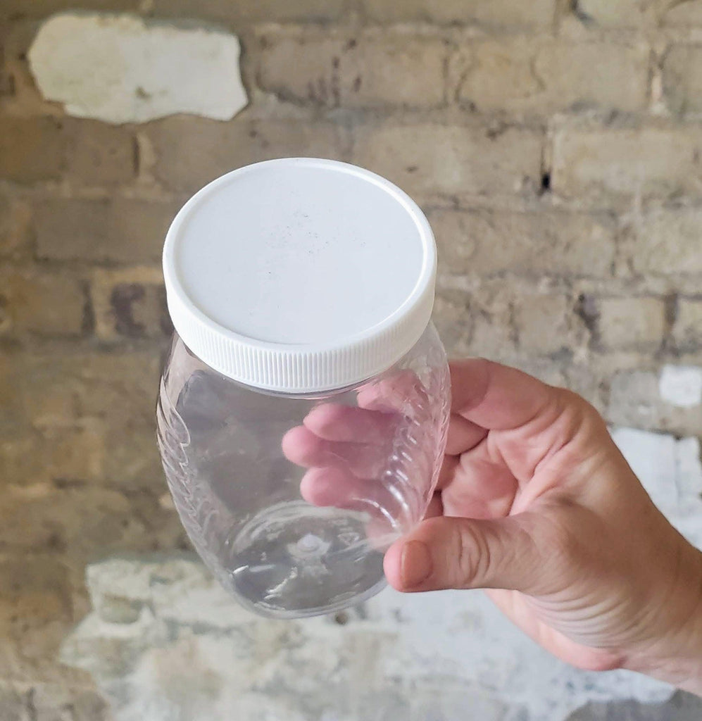 16 oz Plastic Queen Line Jar with Lids-Supplies-1 Box - 24 Jars-Foxhound Bee Company