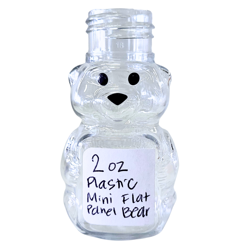 2 oz Plastic Mini Flat Panel Honey Bears-Supplies-1 Box - 160 Bottles-Foxhound Bee Company