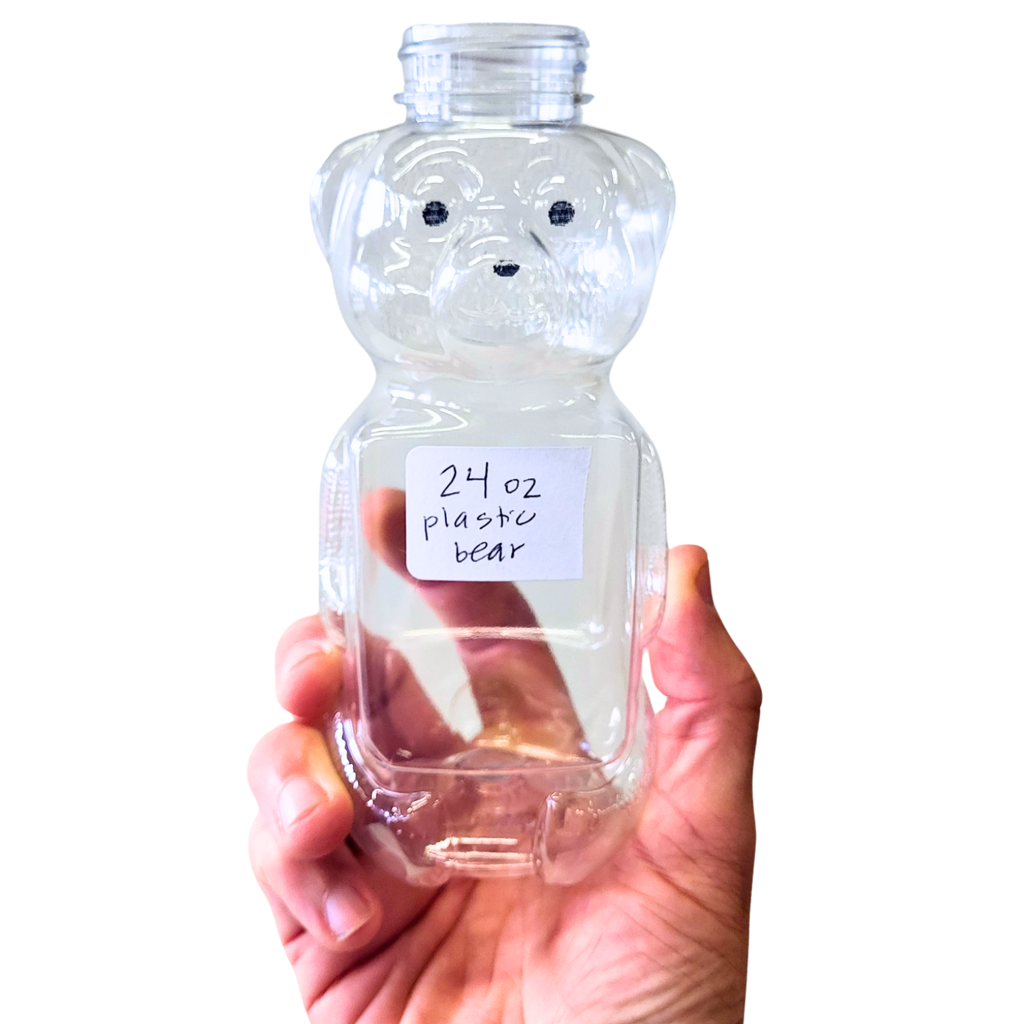24 oz Plastic Flat Panel Honey Bears-Supplies-1 Box - 24 Bottles-Foxhound Bee Company