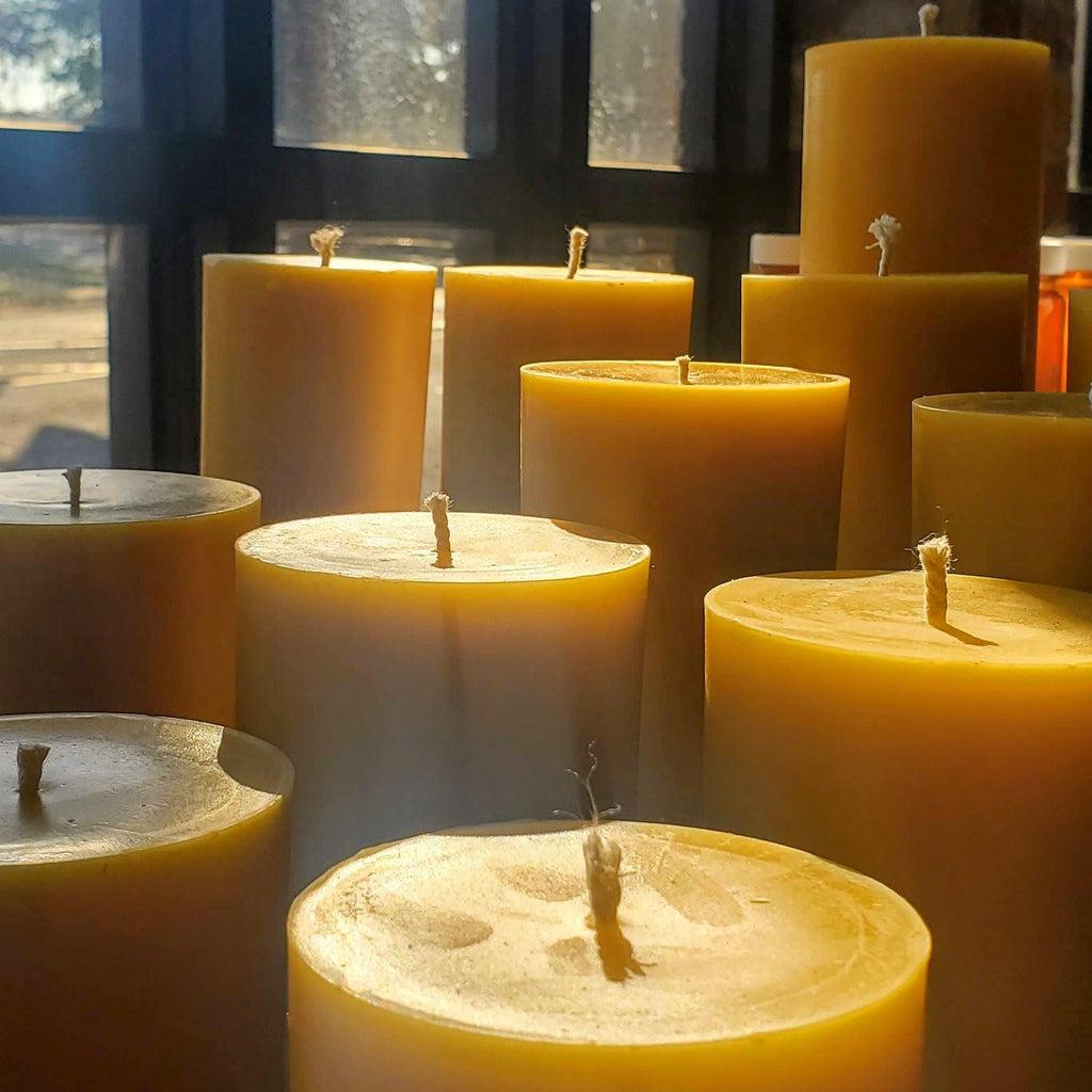 Bulk Beeswax Pillar Candles 100 % Pure Beeswax Organic Long Burning  Colonnade 4-inch X 1.25-inch 12 Pack Hypo-allergenic 