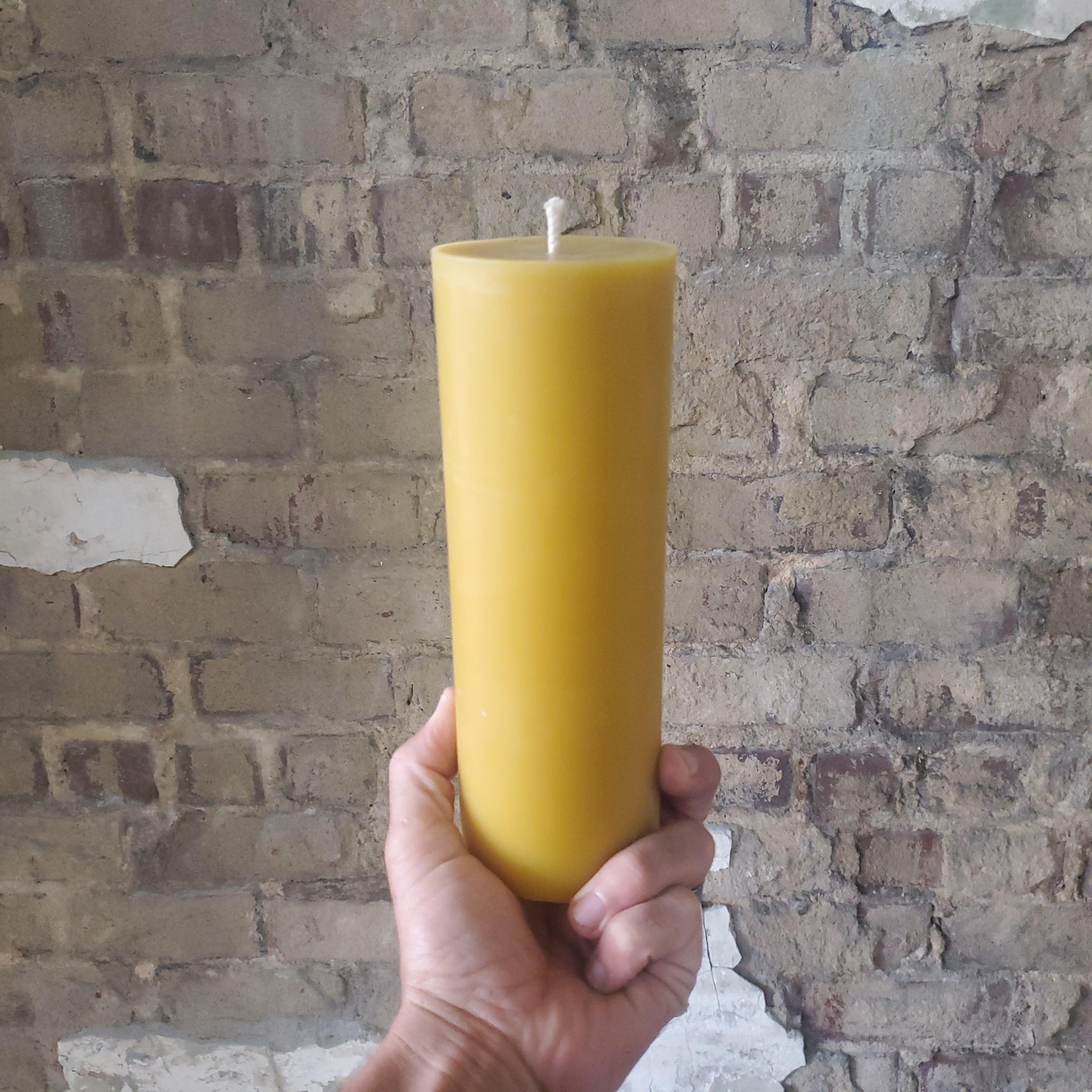 Set of 3 organic beeswax candles-4 wide up to 6 tall-100% Pure
