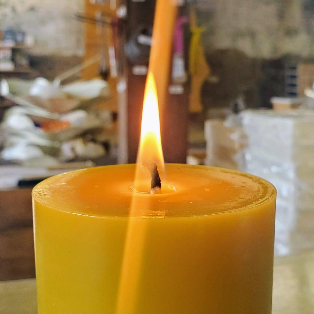 Bulk Beeswax Pillar Candles 100 % Pure Beeswax Organic Long Burning  Colonnade 4-inch X 1.25-inch 12 Pack Hypo-allergenic 