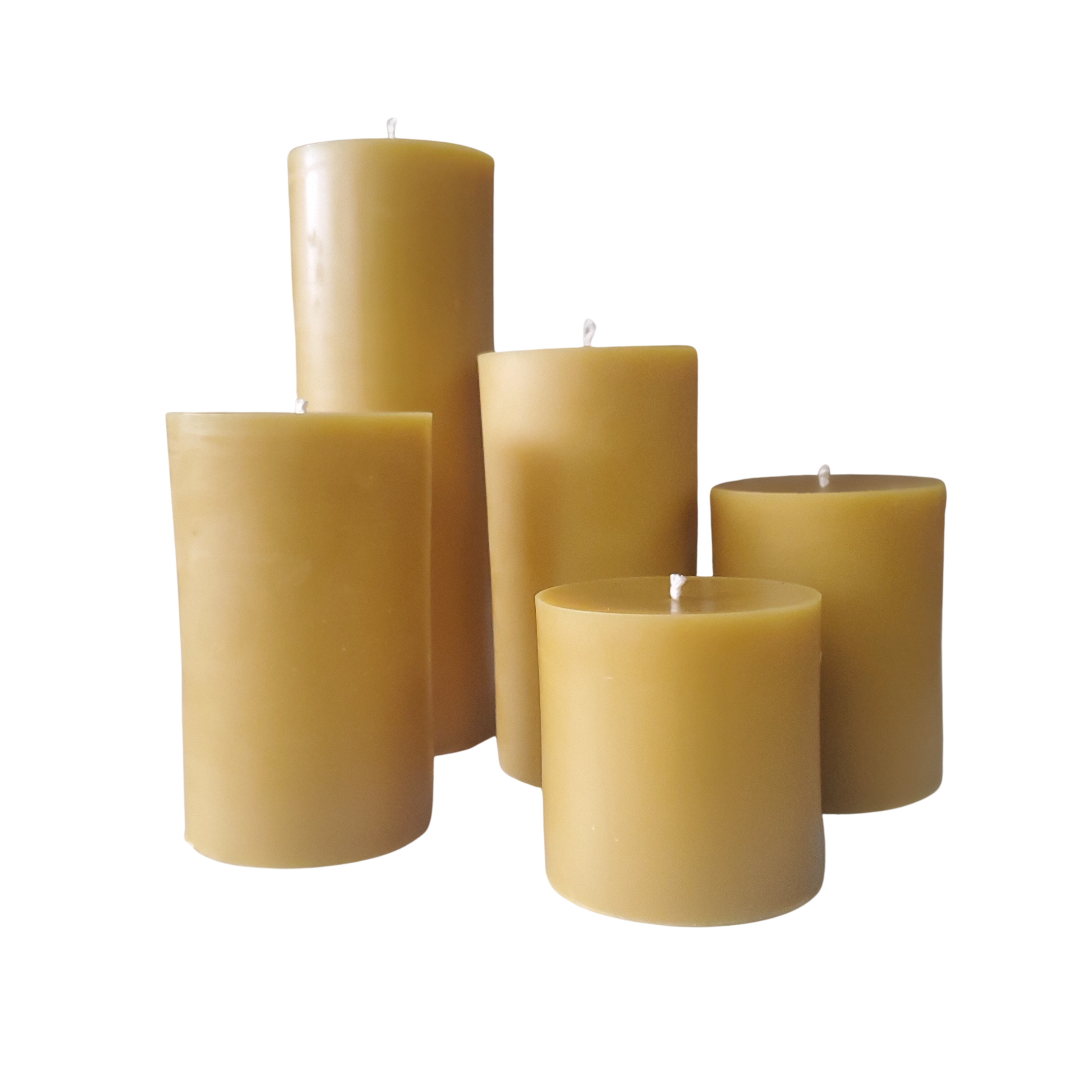 Set of 3 organic beeswax candles-4 wide up to 6 tall-100% Pure