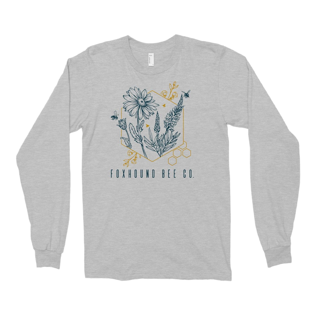 Abstract Flower Long Sleeve Tee Shirt-Merchandise-Athletic Heather-Small-Foxhound Bee Company