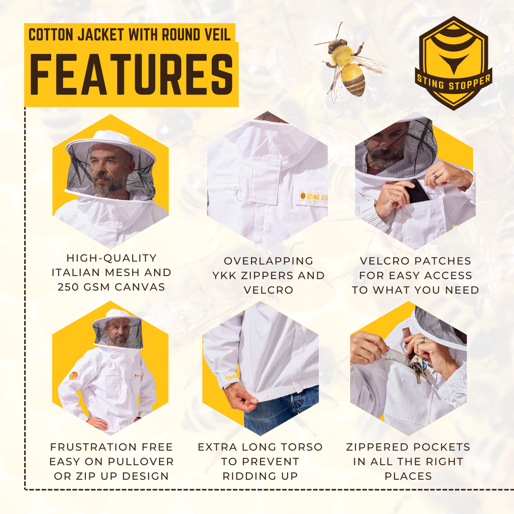 Classic Cotton Beekeeping Jacket with Round Veil-Foxhound Bee Company