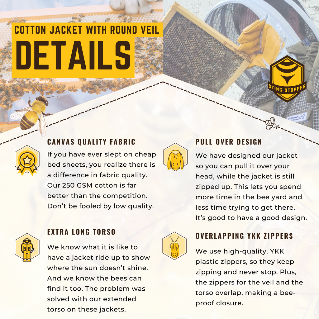 Classic Cotton Beekeeping Jacket with Round Veil-Foxhound Bee Company