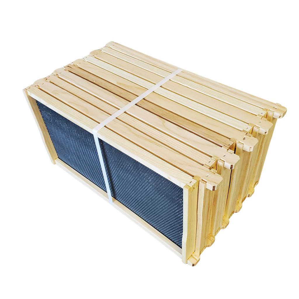 Deep 9 1/8-Inch Langsroth Frame, Grooved Top / Grooved Bottom With Double Wax Foundation-Woodenware and Kits-10 Assembled Deep Frames with Foundation-Foxhound Bee Company