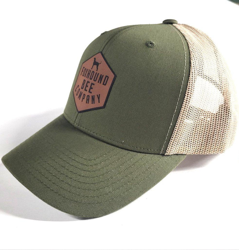 Leather Patch Trucker Hat-Merchandise-Heather Gray / White-Foxhound Bee Company