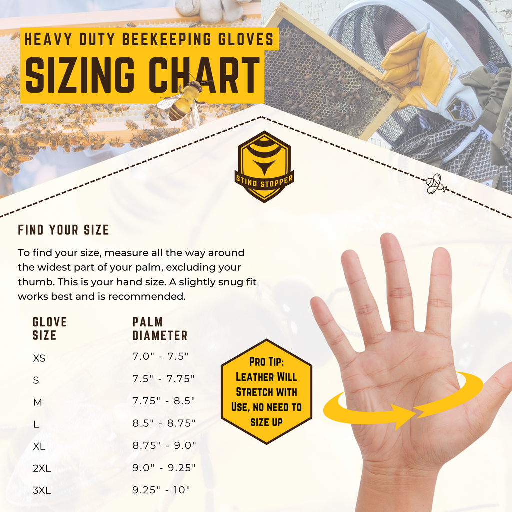 Sting Stopper Heavy Duty Goat Skin Beekeeping Gloves - Beekeeper White-Foxhound Bee Company