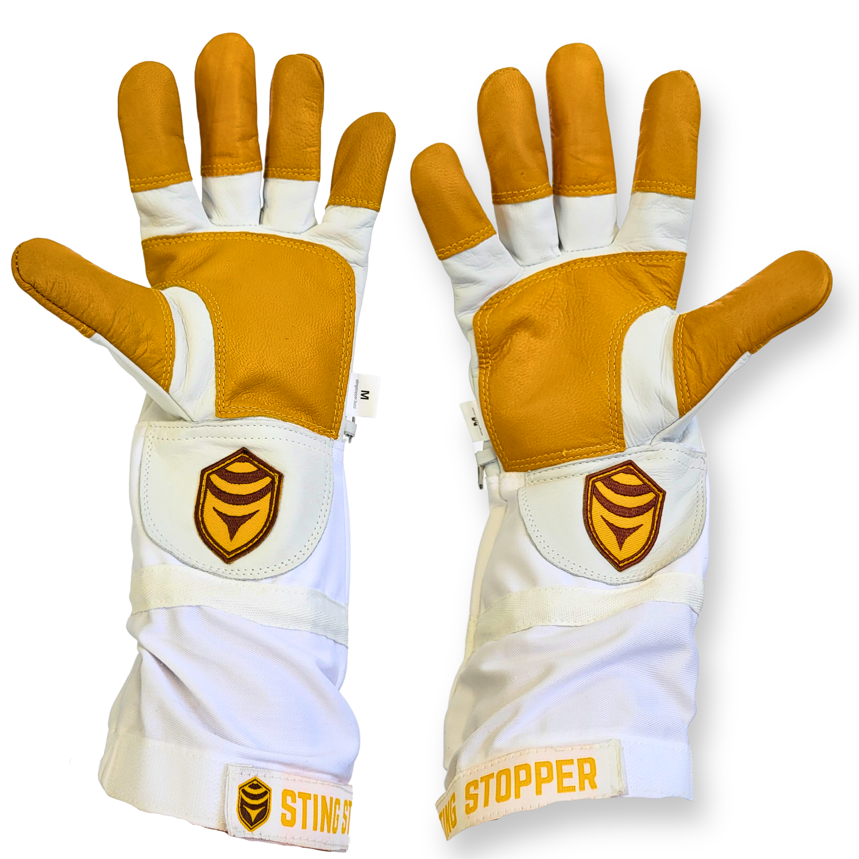Sting Stopper Heavy Duty Goat Skin Beekeeping Gloves Beekeeper White