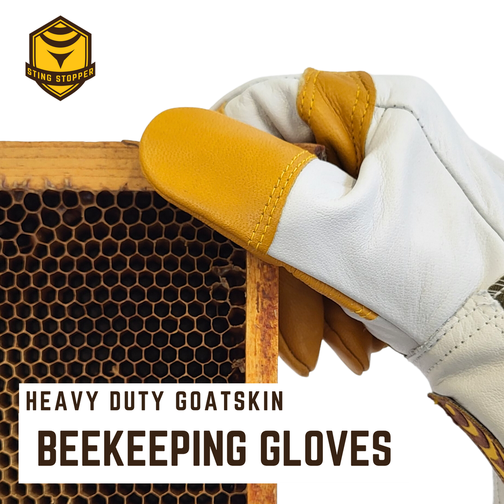 Sting Stopper Heavy Duty Goat Skin Beekeeping Gloves - Olive Green-Foxhound Bee Company