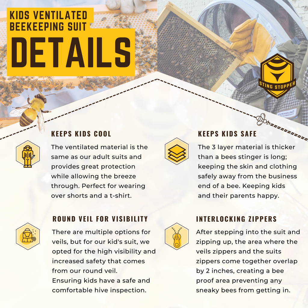 Sting Stopper Kids Ventilated Beekeeping Suit-Foxhound Bee Company