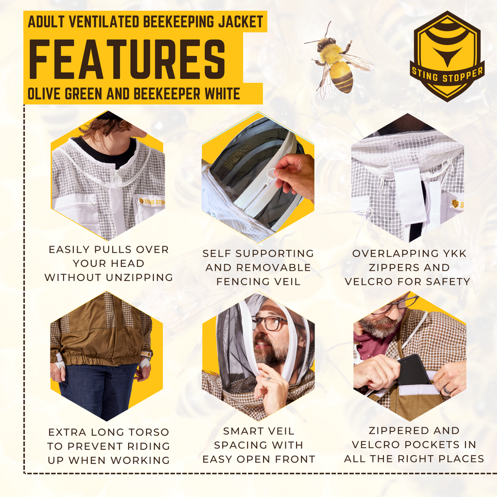 Sting Stopper Professional Ventilated Beekeeping Jacket - Beekeeper White-Foxhound Bee Company