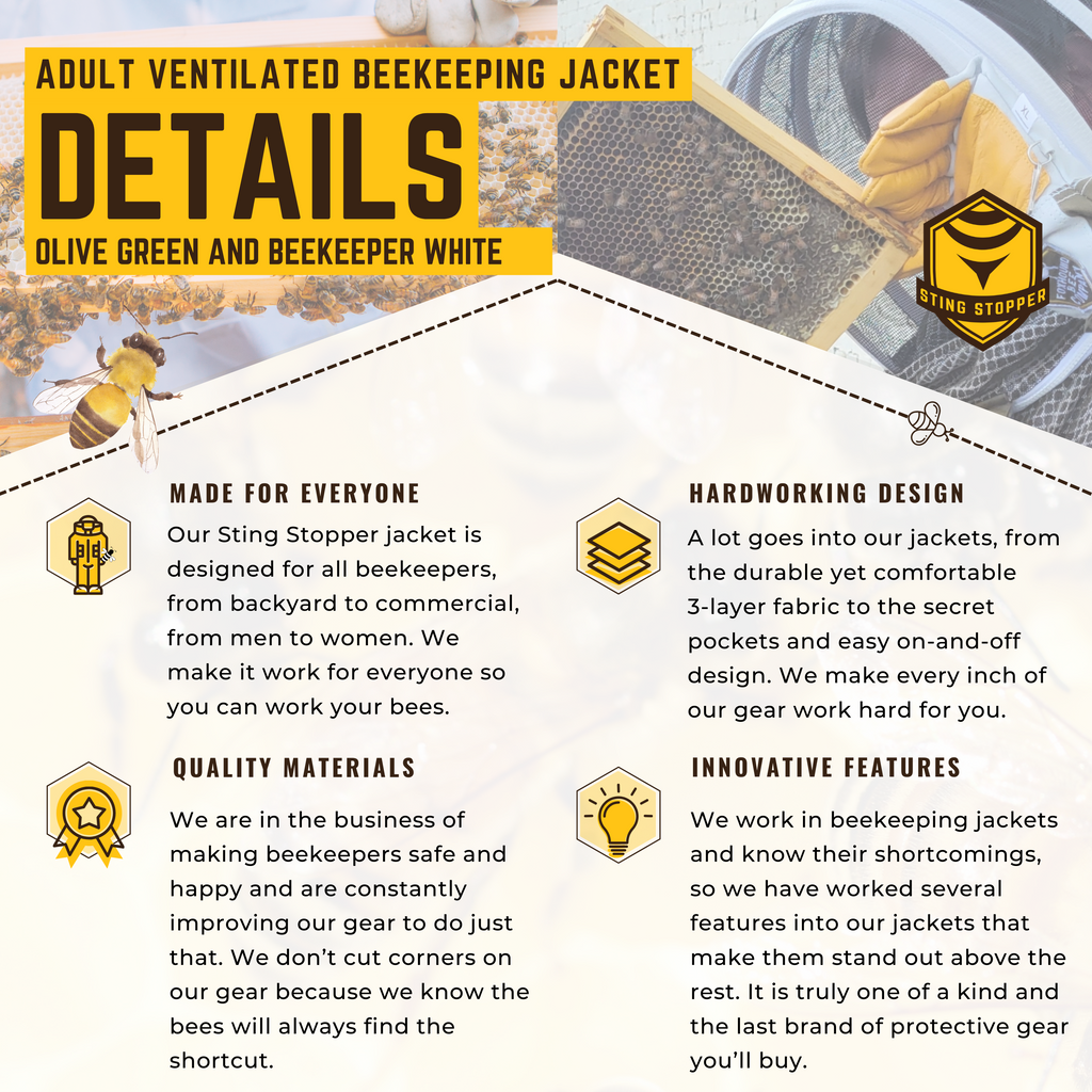 Sting Stopper Professional Ventilated Beekeeping Jacket - Beekeeper White-Foxhound Bee Company