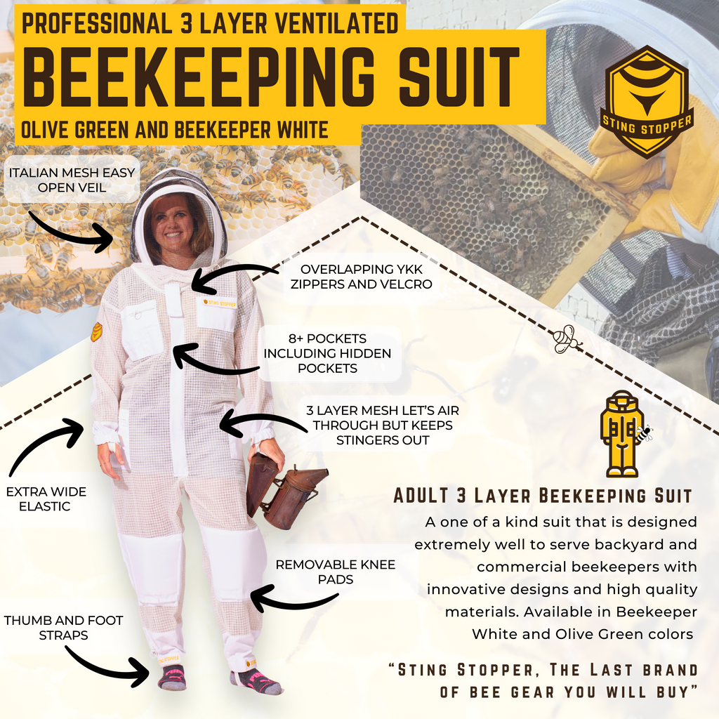 Sting Stopper Professional Ventilated Beekeeping Suit - Beekeeper White-Foxhound Bee Company