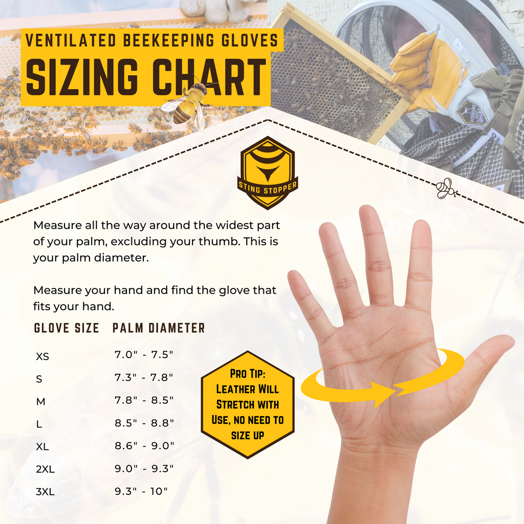 Sting Stopper Ventilated Goat Skin Beekeeping Gloves - Beekeeper White-Foxhound Bee Company