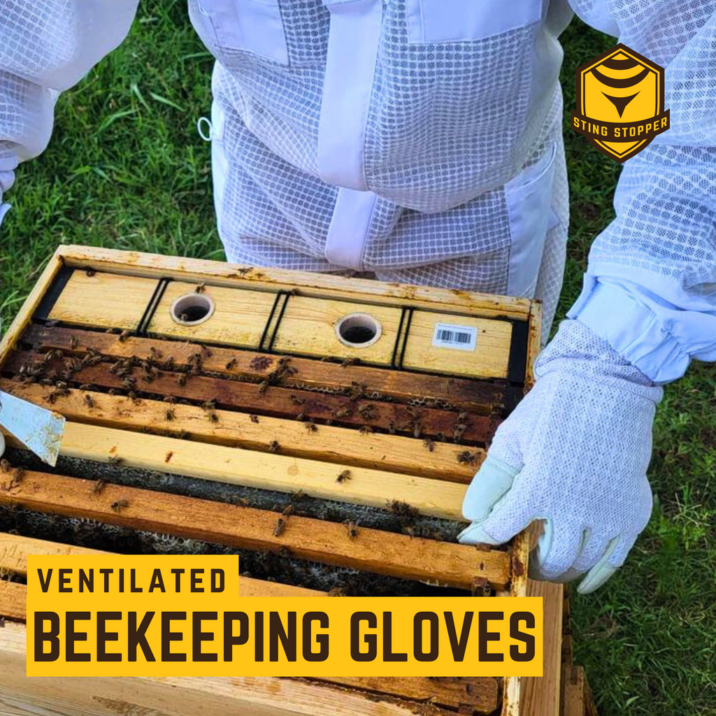 Sting Stopper Ventilated Goat Skin Beekeeping Gloves - Beekeeper White-Foxhound Bee Company