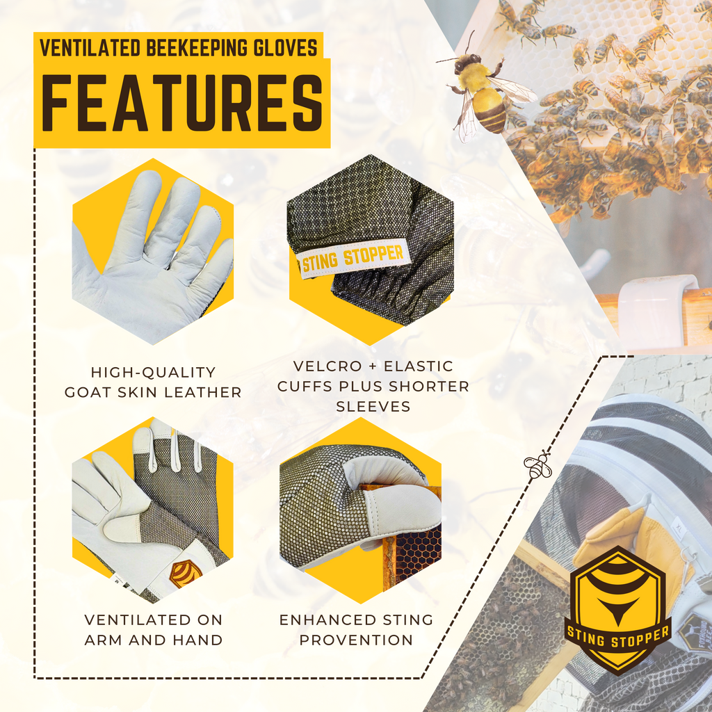 Sting Stopper Ventilated Goat Skin Beekeeping Gloves - Olive Green-Foxhound Bee Company