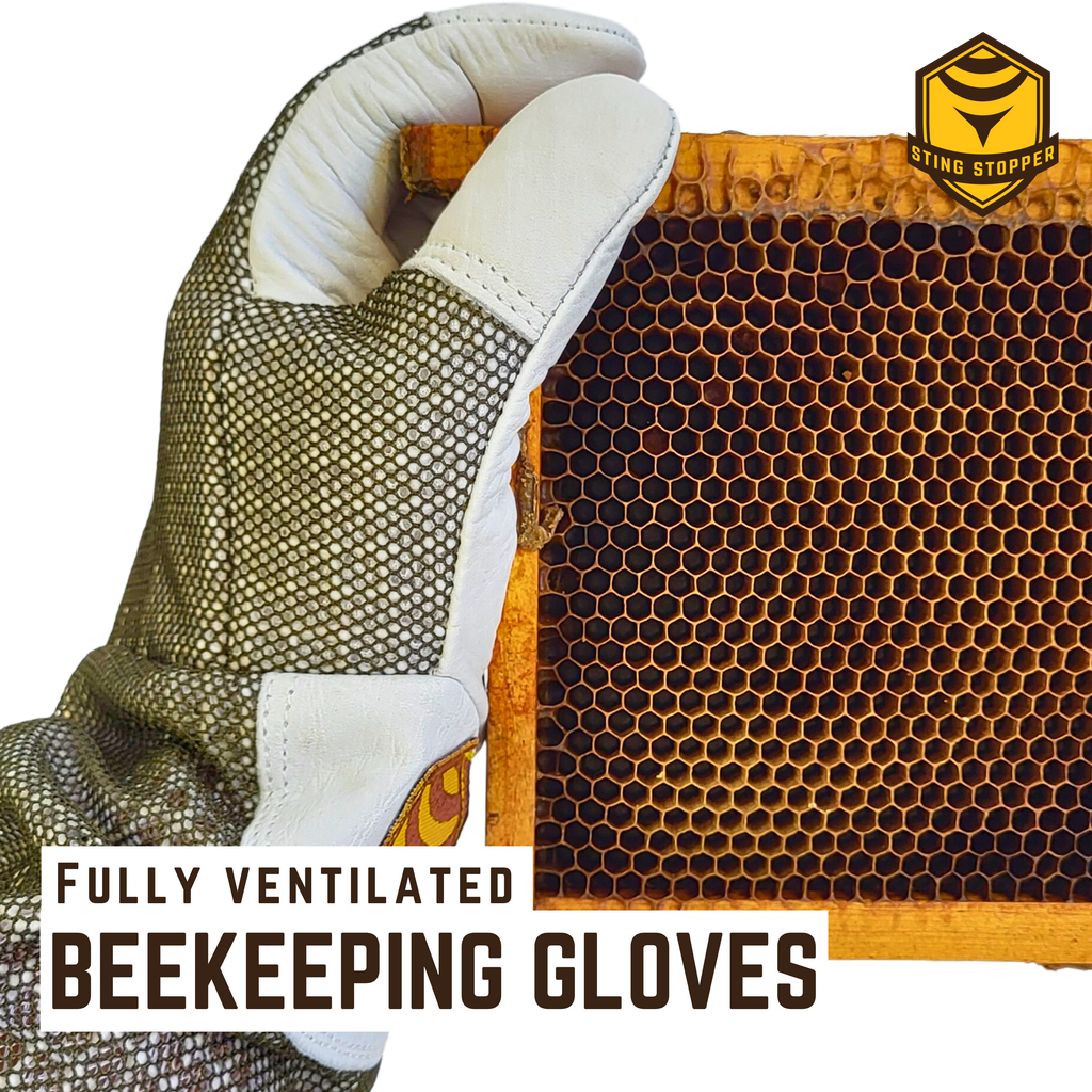 Sting Stopper Ventilated Goat Skin Beekeeping Gloves - Olive Green-Foxhound Bee Company